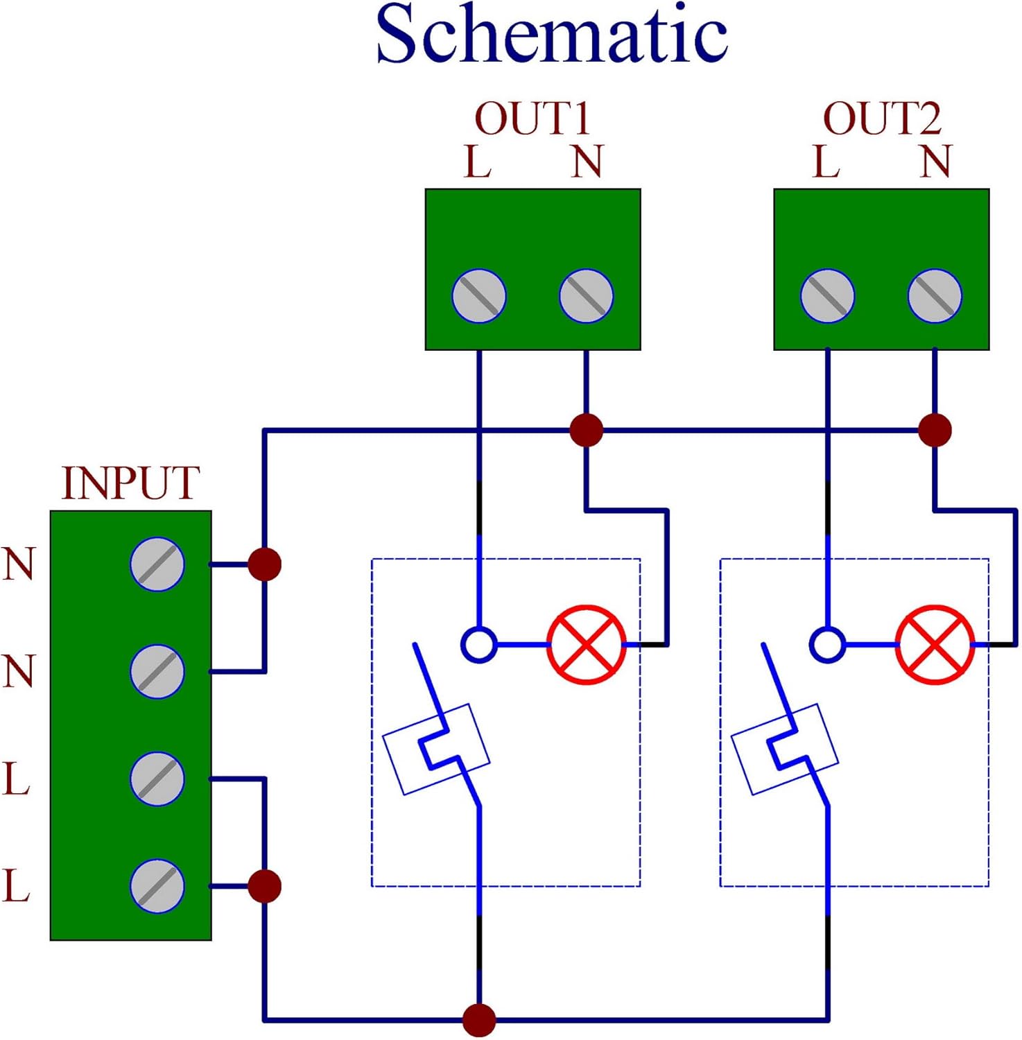 Schematic diagram for OONO D-1437 2-channel circuit breaker