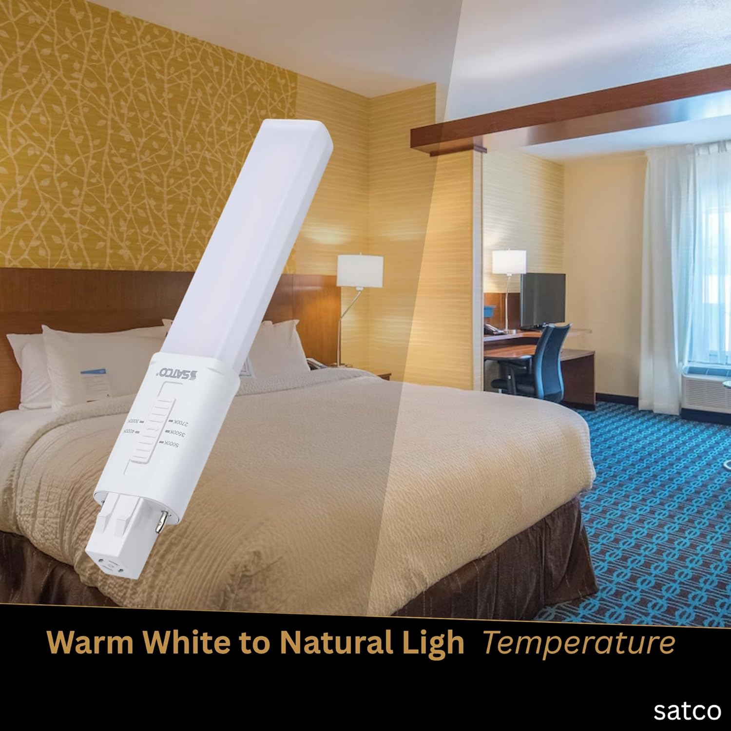 Satco LED PL Lamp 6W GX23 Base 13W CFL Equivalent 5CCT Selectable 2700K–5000K Ballast Bypass Non-Dimmable 120-277V Frost Finish – Part S28730