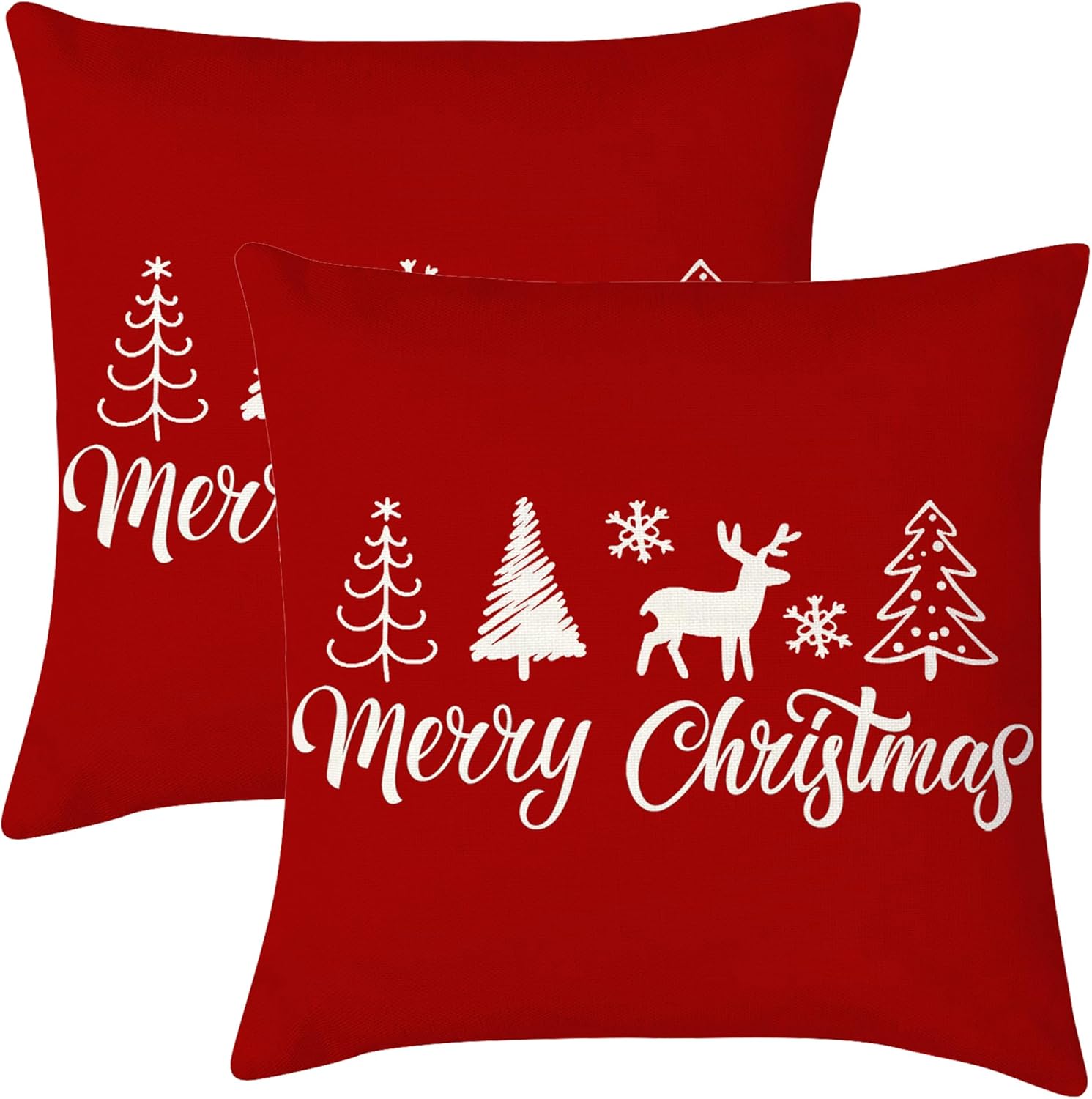 Aitukang Merry Christmas Pillow Covers 18x18 Set of 2 Red
