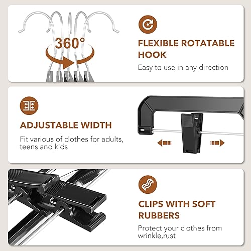 Miniatura 5 de HOUSE DAY Perchas para pantalones, paquete de 12 perchas para faldas con clips, perchas de plástico de 14 pulgadas para pantalones, ganchos