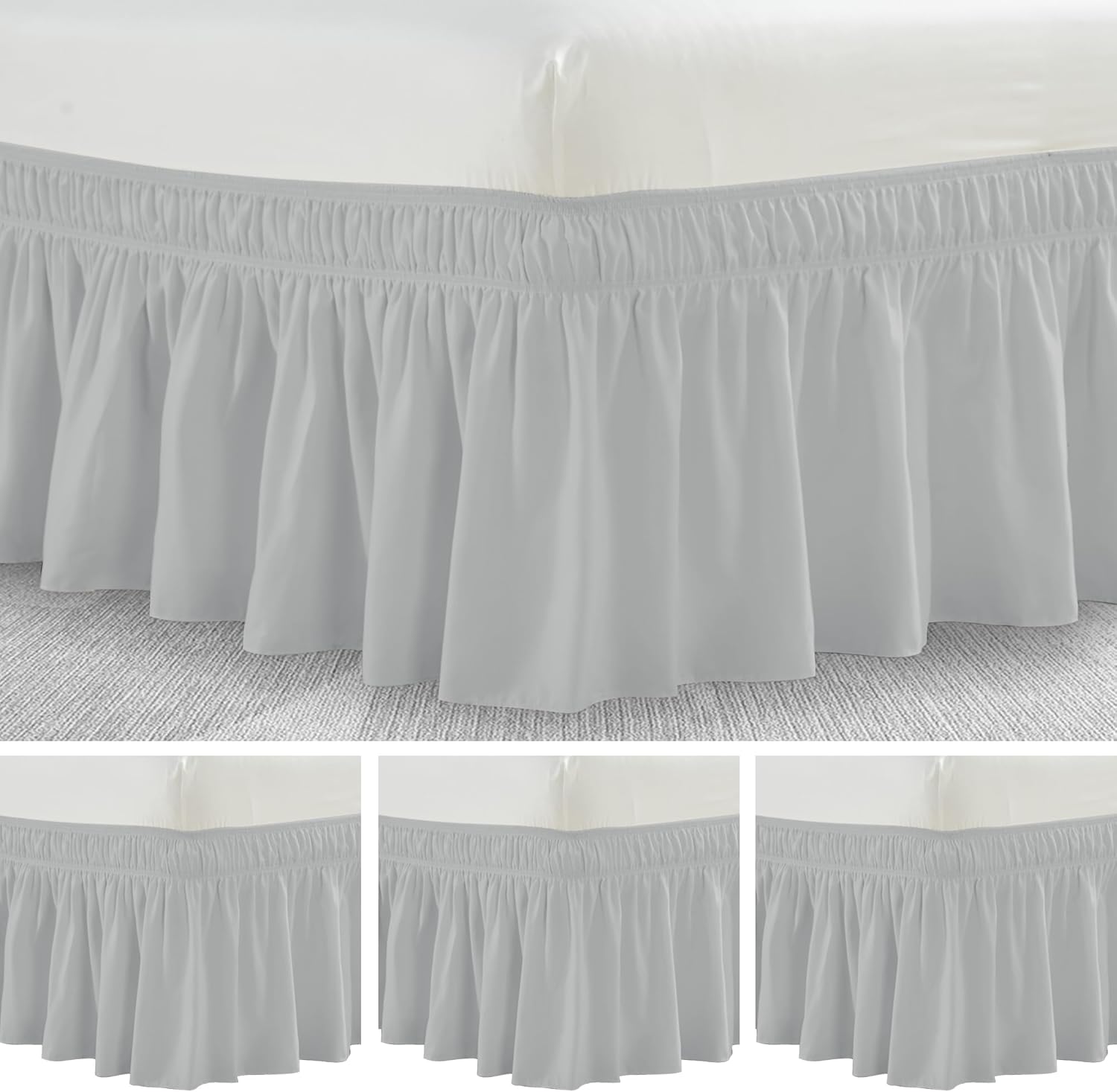 Nasitos 4 Pack Queen/King Bed Skirt, Dust Ruffle Wrap