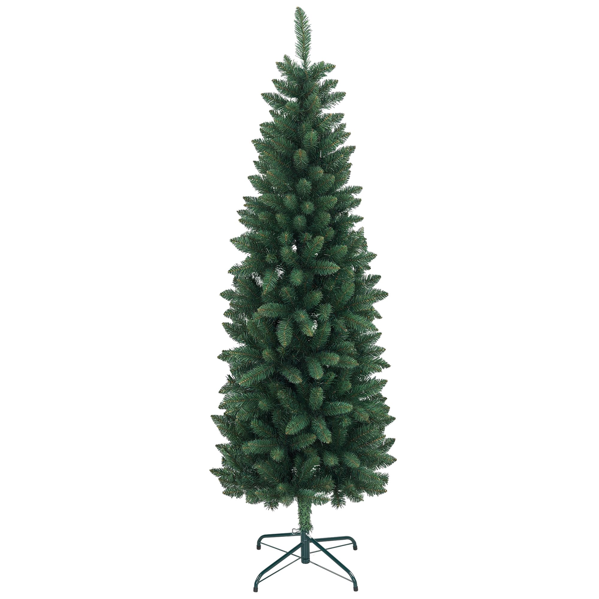 HOMCOM Árbol de Navidad Estrecho 183 cm Base Plegable 479 Ramas Verde