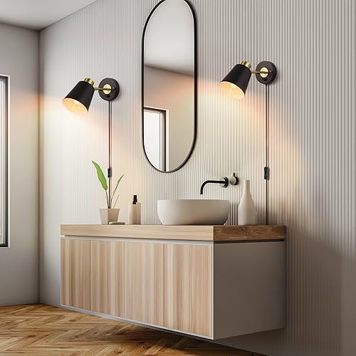 Miniatura 7 de Aplique de pared enchufable, apliques de pared regulables, luces de pared ajustables con cable de enchufe e interruptor giratorio de