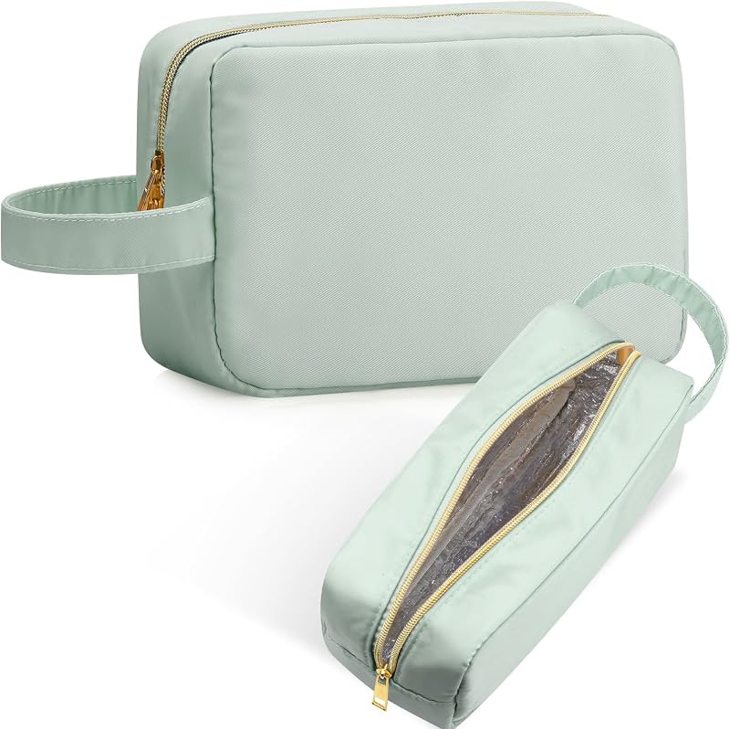 Necessaire de maquiagem térmica Kacctyen, verde, tamanho médio, 22 x 7 x 13 cm
