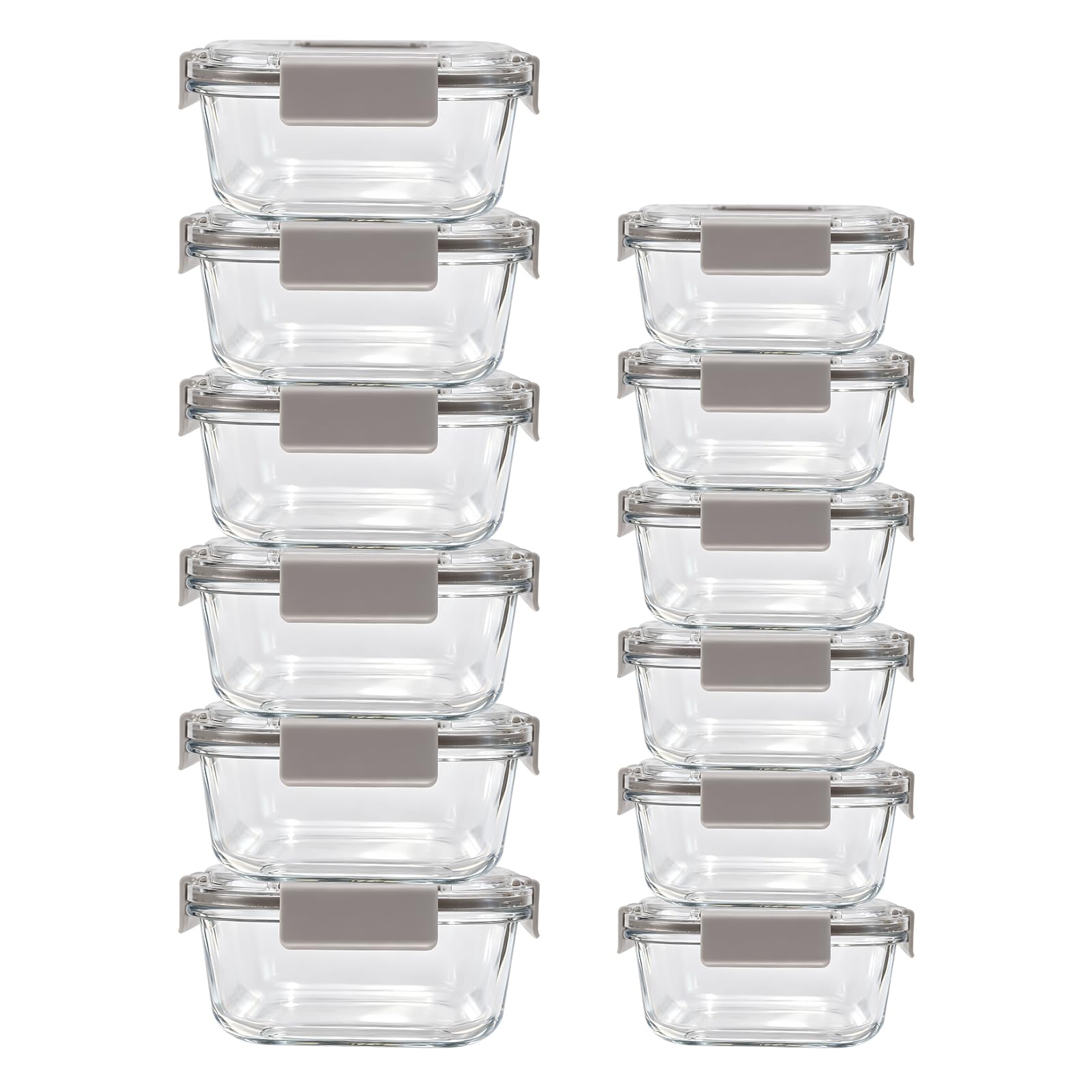 Set 24 Contenitori Vetro per Alimenti (12 contenitori 12 coperchi)- Meal Prep Contenitoris con Coperchio - Contenitori per Frigorifero