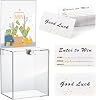 Teling Tall Acrylic Donation Box with Lock and Sign Plate Safe Suggestion Box with 100pcs Raffle Tickets Cards for Raffle, Money, Voting, Charity, Suggestion Transparent, 6.7 x 5 x 8 Inch