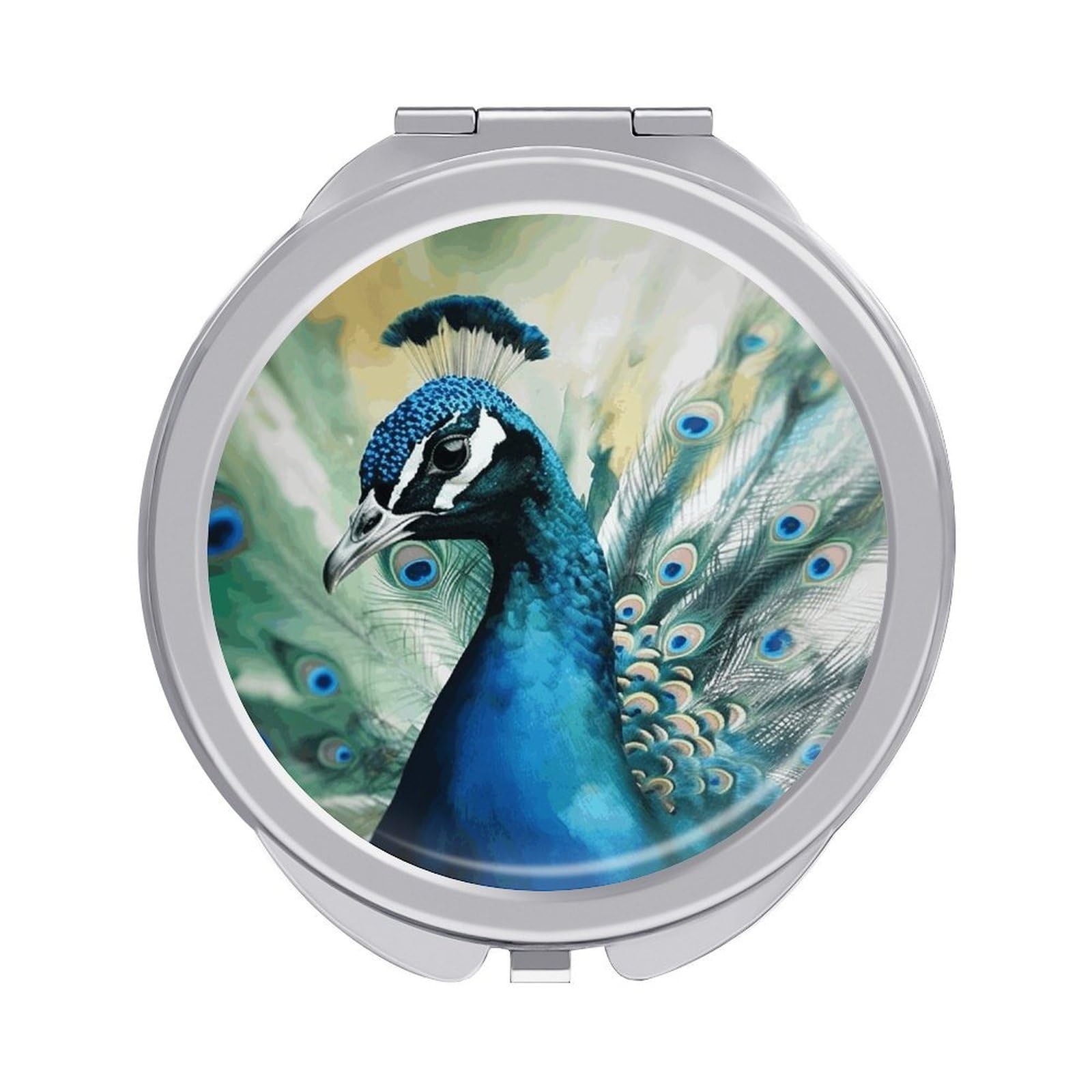 FekiLoot Cute Peacock Makeup Mirror Compact Round Travel Makeup Mirror Portable Folding Handheld Pocket Mirrors for Handbag and Purses Gift Mini Mirrors