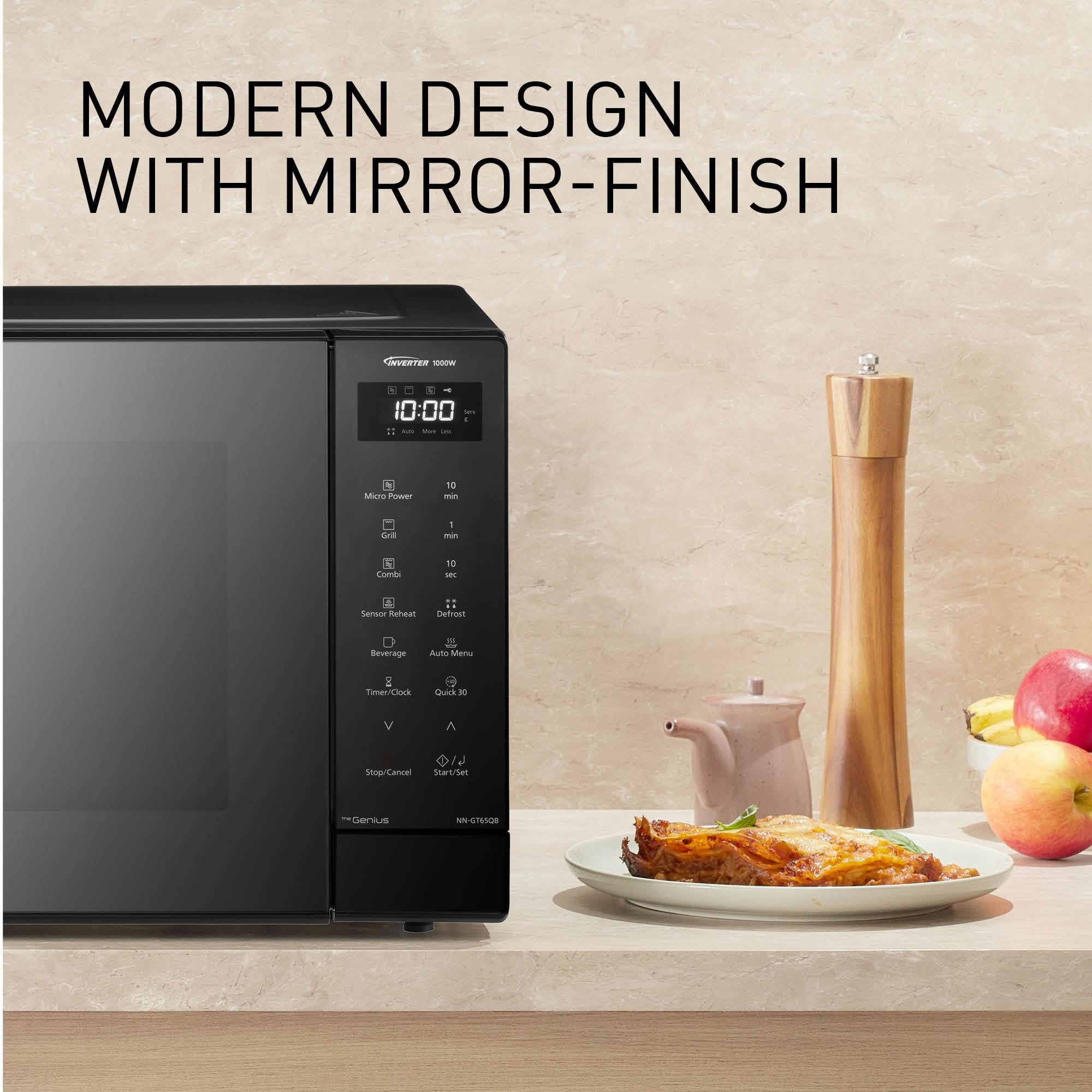 Panasonic NN-GT65QBEPG 31 L Four à Micro-Ondes Combiné, 1 000 W, Cuisson Combinée, 7 Niveaux de Puissance, Décongélation Turbo, LED, Plateau Tournant, Noir