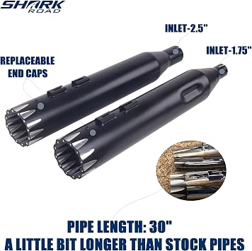 SHARKROAD Black 4.5'' Slip Ons Mufflers for 17-up Harley Touring | Exhaust Upgrading, HDMF-451726BB