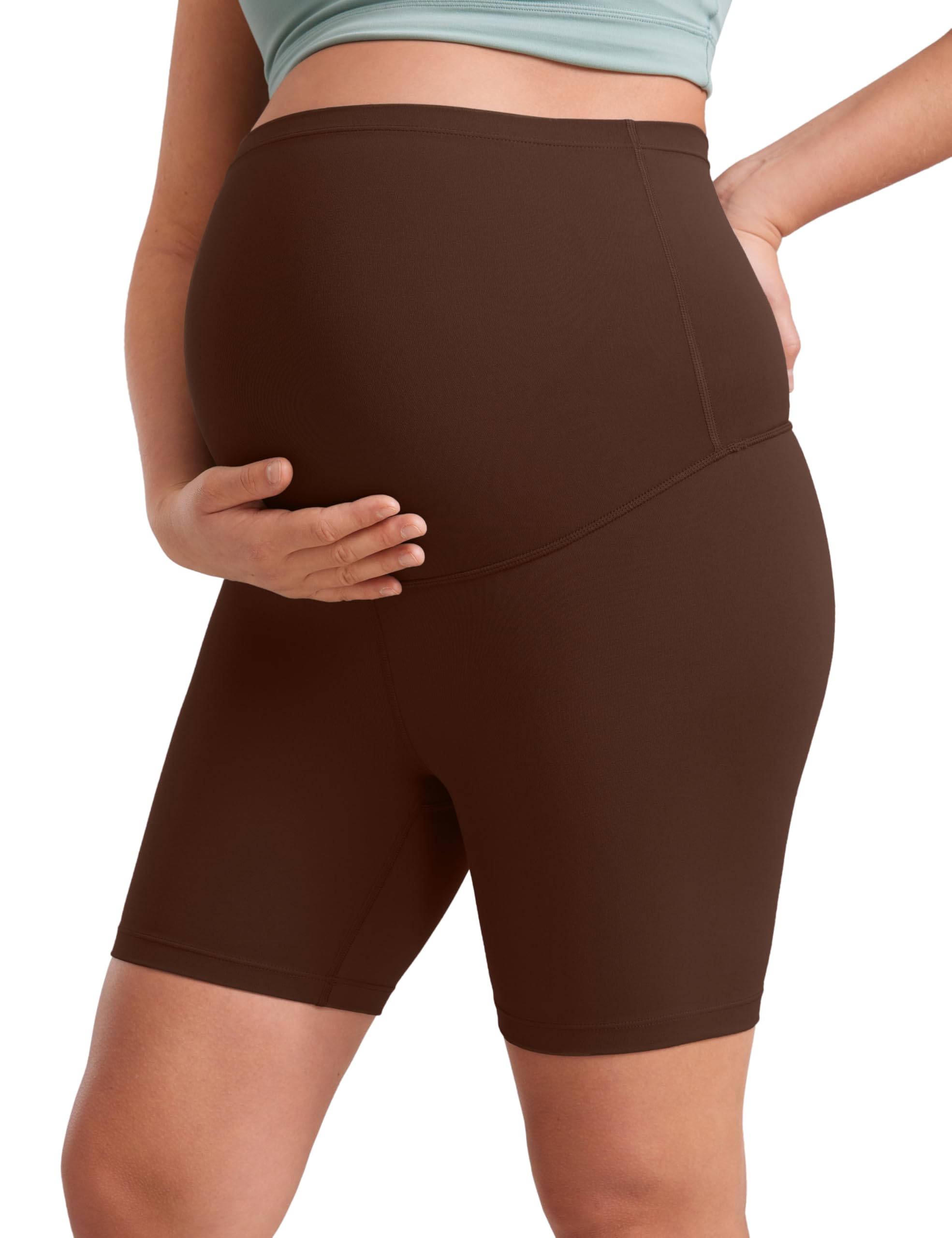 CRZ YOGA Women's Butterluxe Maternity Shorts Over The Belly - 4"/6"/8" Over Bump Yoga Sports Biker Shorts Pregnancy Leggings — view 15