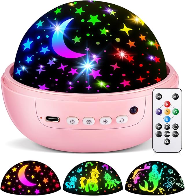 Star Projector for Kids, 3 Films+93 Colors Kids Projector Night Light | Unicorn Toys for Girls Age 4-6, 360° Rotating All Night, Remote+Dimmable+Timer, 3,4,5 Year Old Girl Gifts, Birthday, Bedroom