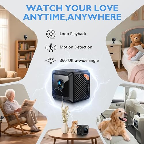 Vista 5 de Mini cámara oculta, WiFi inalámbrica/sin WiFi niñera de seguridad con fuerte absorción, detección de movimiento, visión nocturna, almacenamiento