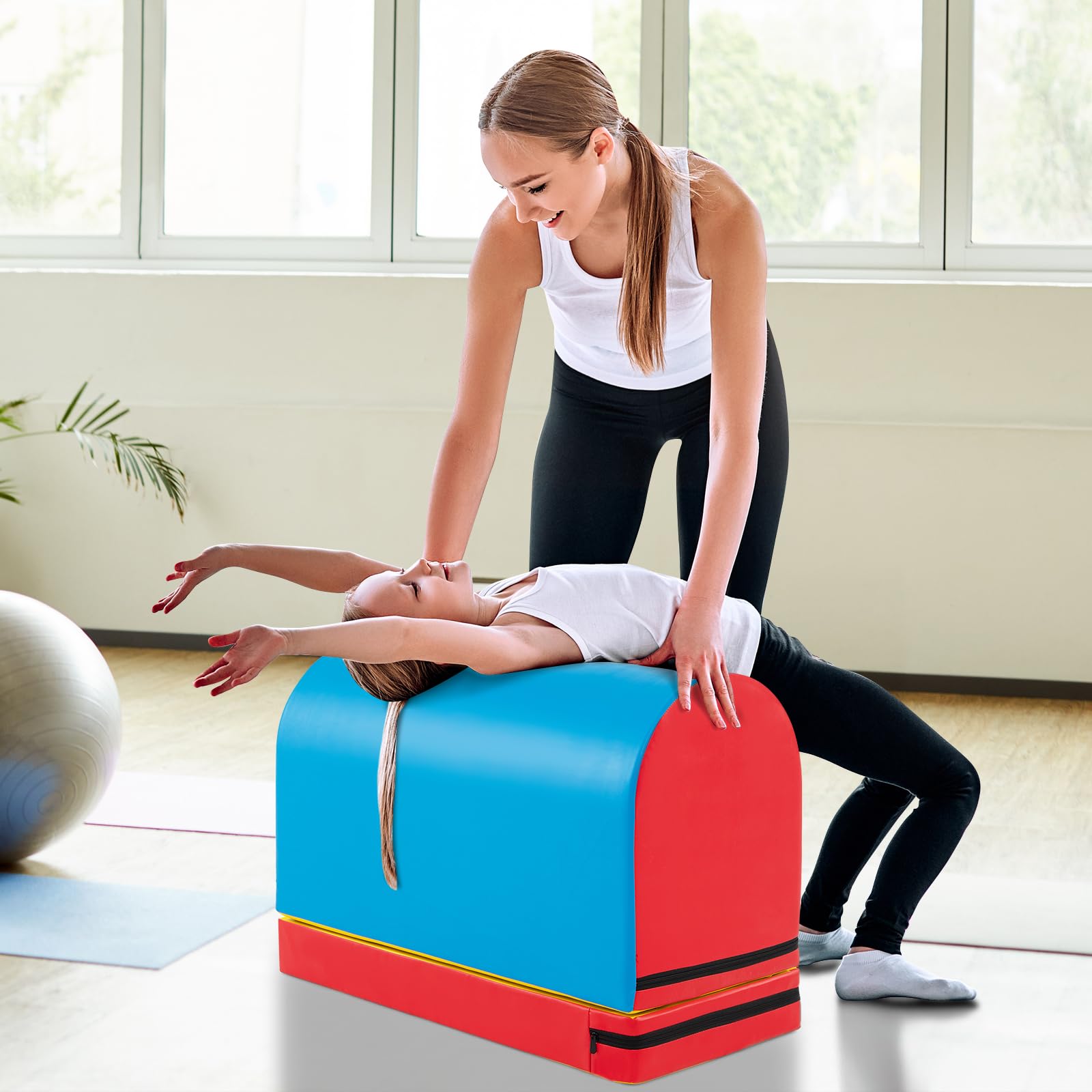GOPLUS 2PCS Parcours Motricité Bébé avec Tapis Gymnastique Détachable, Équipement d’Entraînement au Saut, Boîte de Saut Pliométrique pour Intérieur Chambre, Gymnasitque, pour Enfants 3-10 Ans