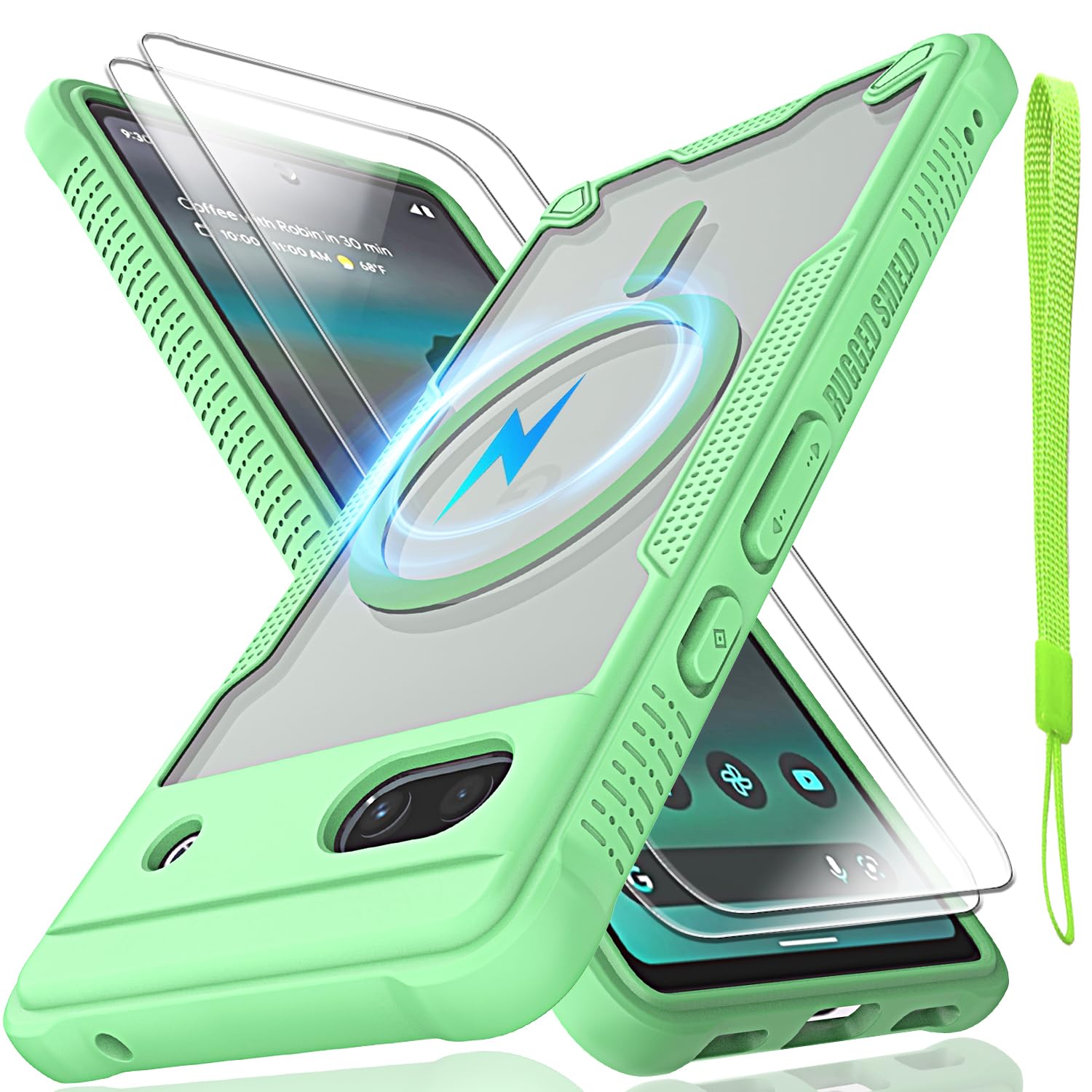 Coque antichoc Google Pixel 6A fine compatible MagSafe verte - 7