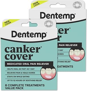 Dentemp Canker Cover - Canker Sore Medicine Pain Reliever - Canker Sore Treatment to Relieve Canker Pain, Mouth Sores & Mouth Irritation - Fast Acting Canker Sore Relief Tablets for Adults (16 Count)