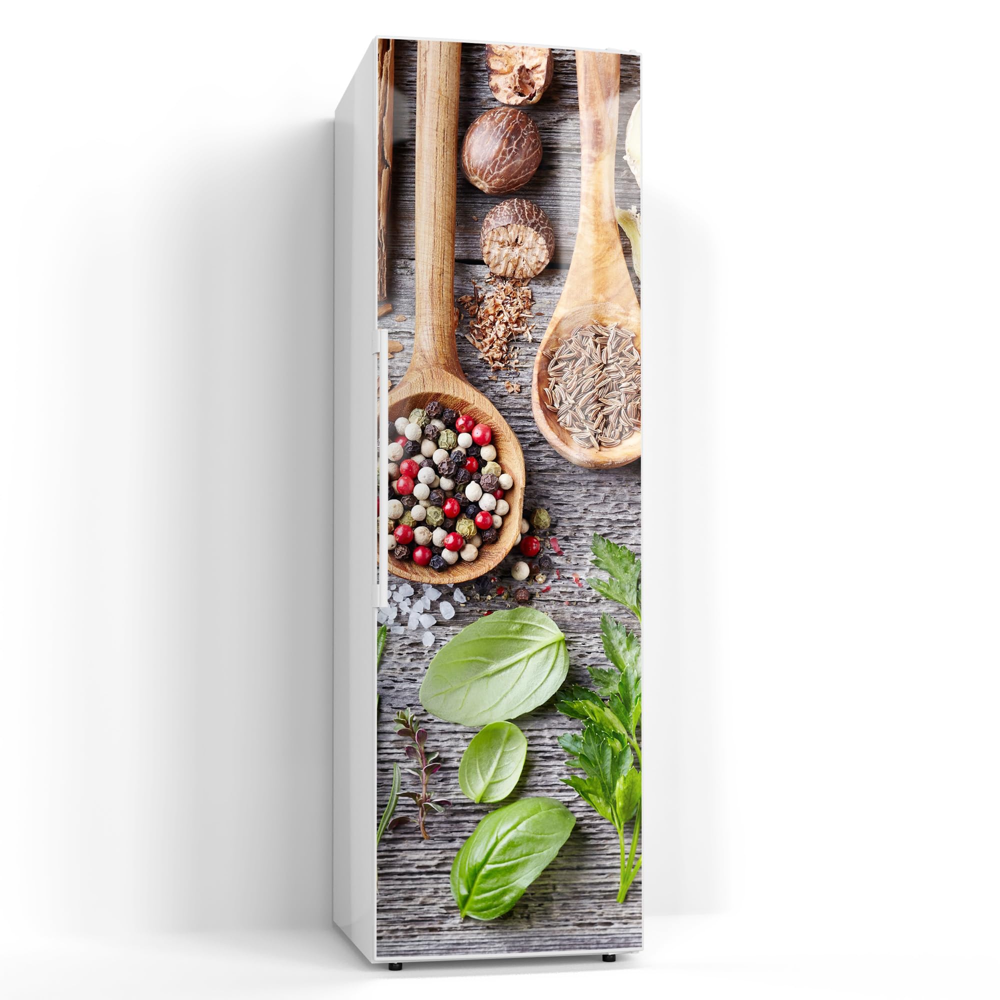 DEQORI Folia magnetyczna do lodówki 60 x 200 cm | motyw zdobiona łyżka kuchenna | dekoracyjna mata magnetyczna ochrona przed zamrażarką | magnetyczna folia dekoracyjna, samoprzylepna, magnetyczna i do