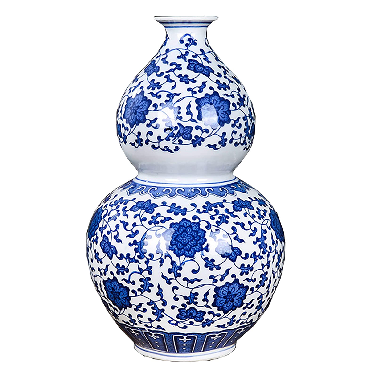 Vase de Chine style Ming en porcelaine bleue et blanche, bibelot fait à la main
