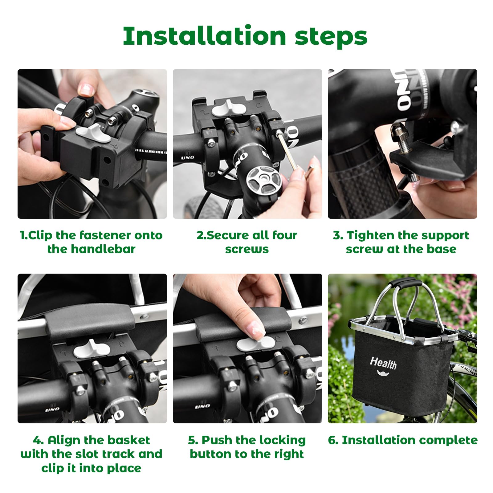 auvstar Cestino di Tela per Biciclette,Cestino della Bicicletta Pieghevole, Cestino per Bici Staccabile, Animali Domestici Multiuso per Cestino, Borsa per la Spesa, Campeggio all'aperto,(Nero)