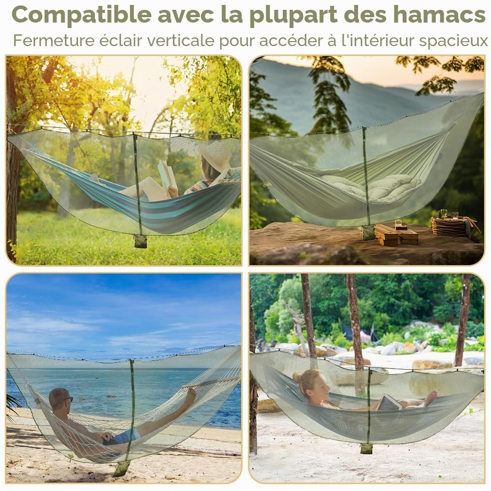 Hamac Avec Filet Anti-moustiquaire, 260 X 140 Cm, Charge Maximale De 300 Lb Ultra Leger Et Robuste Hamac Portable Double Nylon Hamac D Exterieur Pour Camping Et Jardin Hamac Avec Kit Hamac Avec Filet Anti-moustiquaire, 260 X 140 Cm, Charge Maximale De 300 Lb Ultra Leger Et Robuste Hamac Portable Double Nylon Hamac D Exterieur Pour Camping Et Jardin Hamac Avec Kit