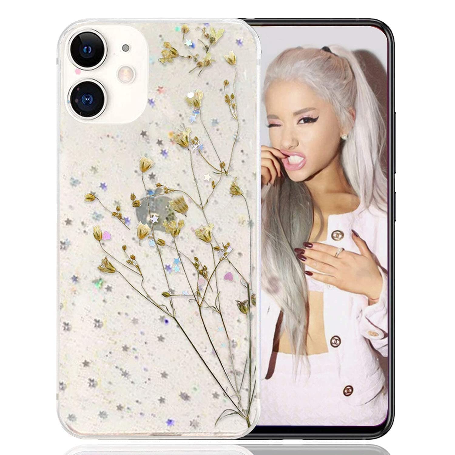KC Back Cover for Apple iPhone 12 & Apple iPhone 12 Pro, New Real Flower Epoxy Pressed, New Dry Fixed Glitter Sparkle Soft with Clear TPU Bumper Shockproof Soft Silicone Case (Transparent) (B0BN7JJVBL) Amazon Price History, Amazon Price Tracker