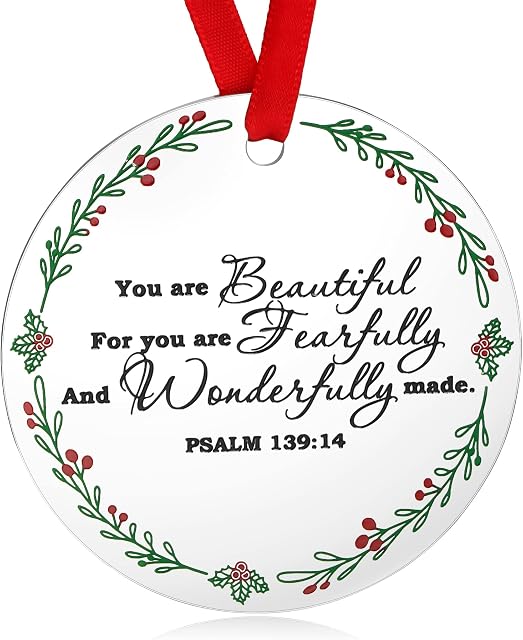 You are Beautiful for You are Fearfully and Wonderfully Made 2021 Religious Gifts Christmas Tree Ornaments Holiday Home Party Decorations Indoor Outdoor