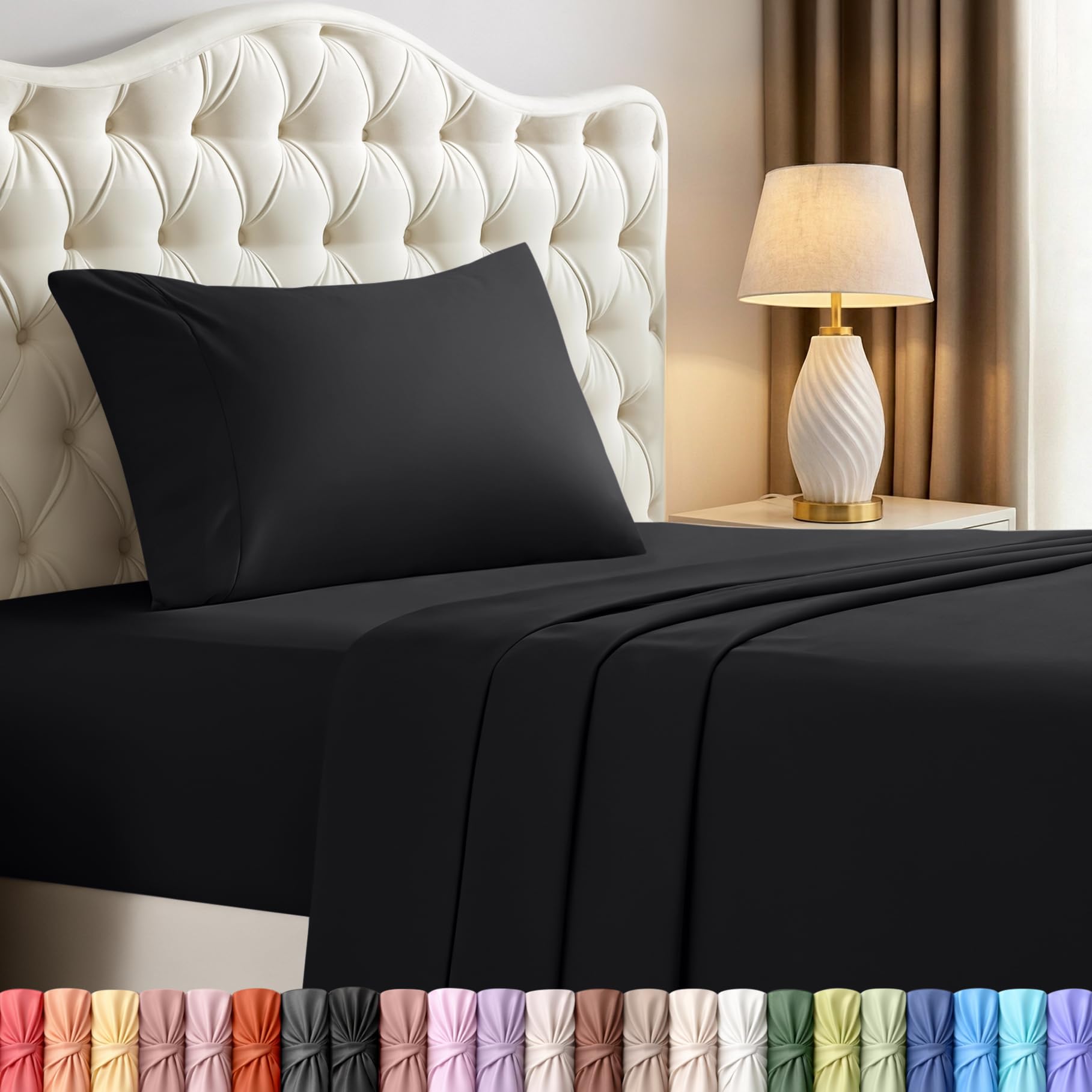 Utopia Bedding Twin XL Sheets - 3 Piece Bedding - Brushed Microfiber - Shrinkage and Fade Resistant - Easy Care (Twin XL, Black)