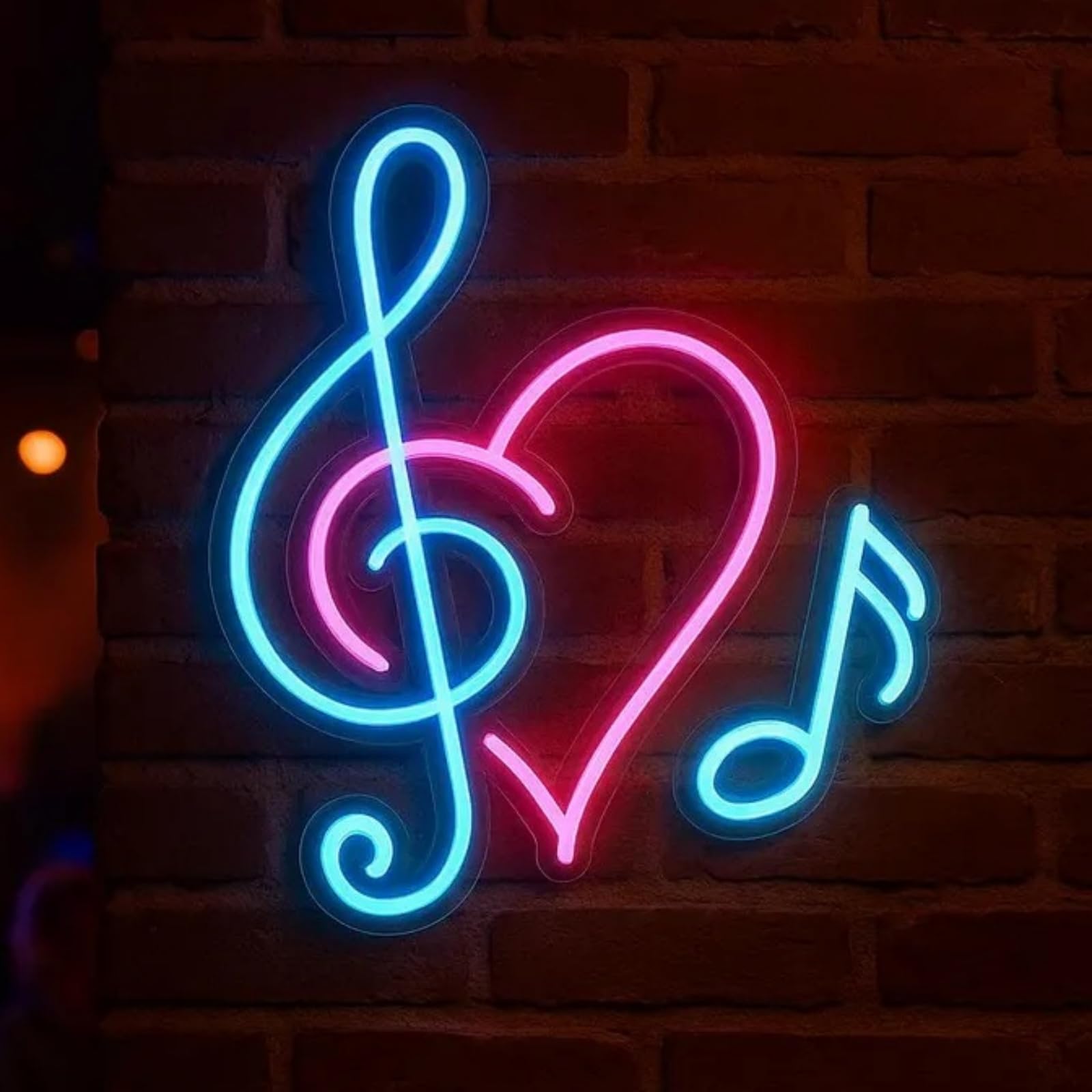 Insegna al neon a forma di cuore con nota musicale, luce al neon per camera da letto, negozio di musica, studio, negozio, bar, club, decorazione per feste, regali musicali