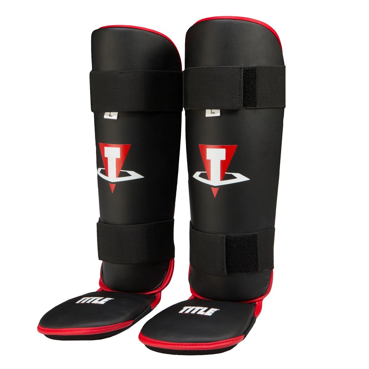 Title Conflict MMA Stand Up Shin Guards, Black/Red, Large