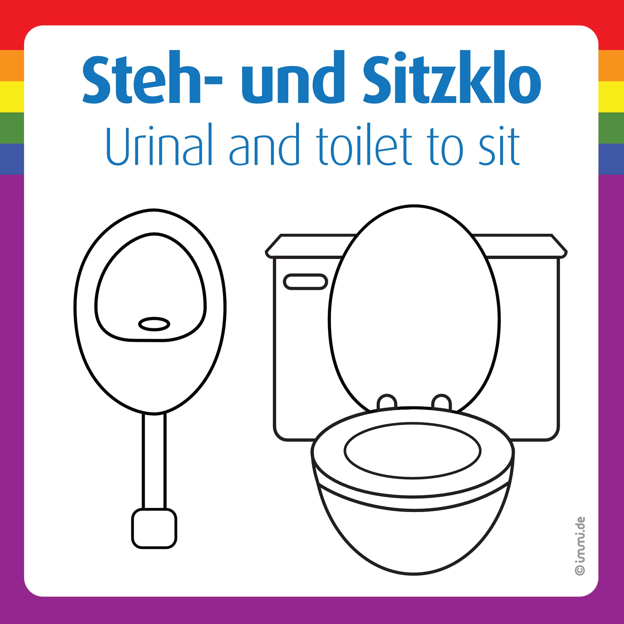 immi 4x Steh- und Sitzklo queer Aufkleber 98mm