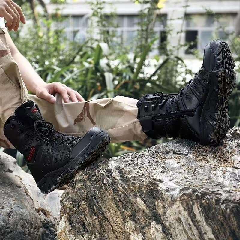 ZDLJYL Men's Military Tactical Work Boots Side Zipper Lightweight Motorcycle Combat Boots Outdoor Desert Boots3