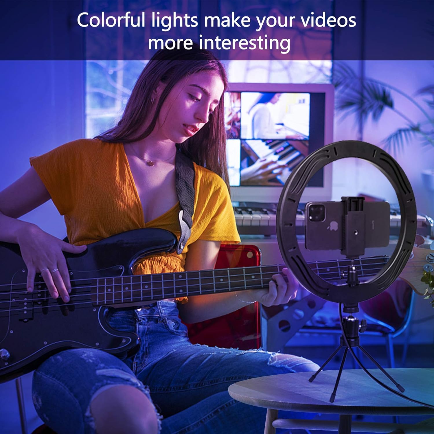 Exсluѕіvе Dіѕсоunt 80% оƒƒеr Tripod with Ring Light, Ring Light for iPhone 10'', YOTUTUN Phone Ring Light with 16 Colors for YouTube Video/Makeup/Live Stream/Photography, 3 Light Modes & 10 Brightness with Remote Control