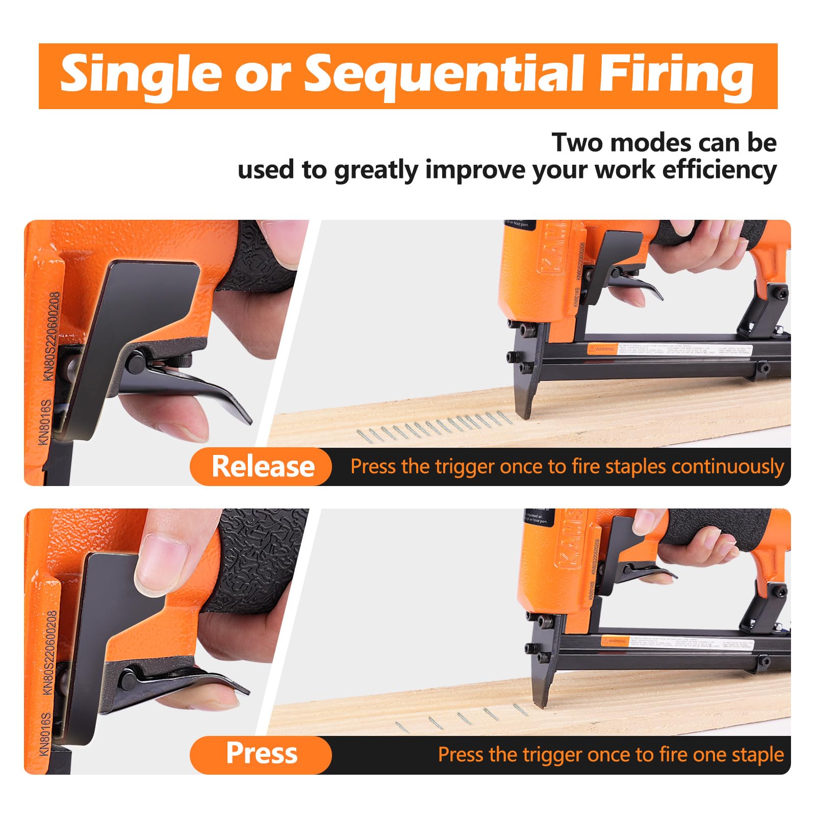 KIMSING KN8016S 21 Gauge pneumatyczny zszywacz tapicerski do zszywek typu 80 z koroną 12,8 mm, klasyczny styl, automatyczny i ręczny tryb pracy