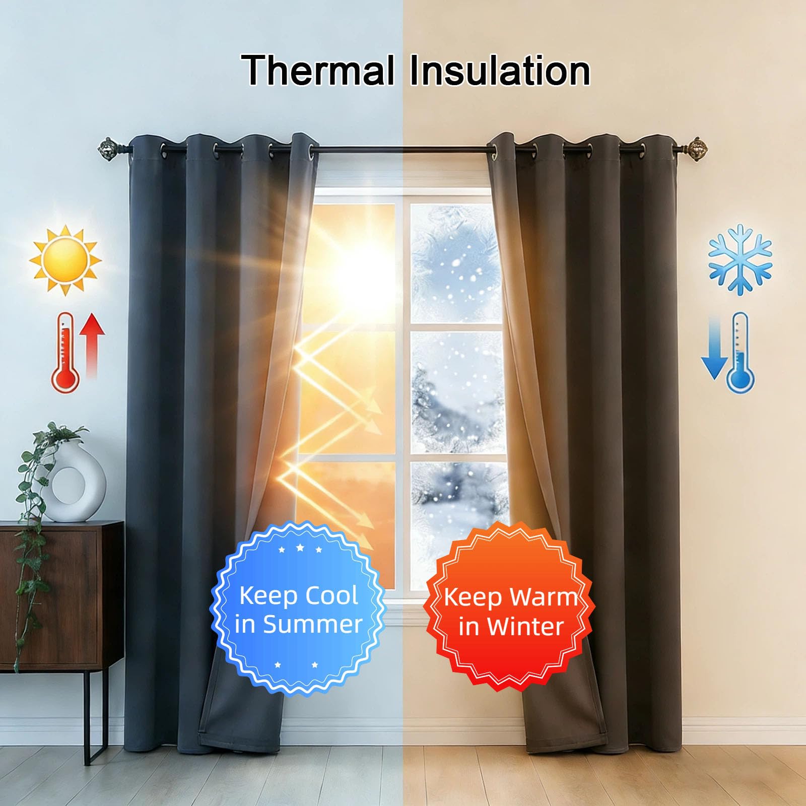 Amazon｜遮光カーテン 厚手 110 x 160 cm 厚手遮熱断熱防音防寒夏用