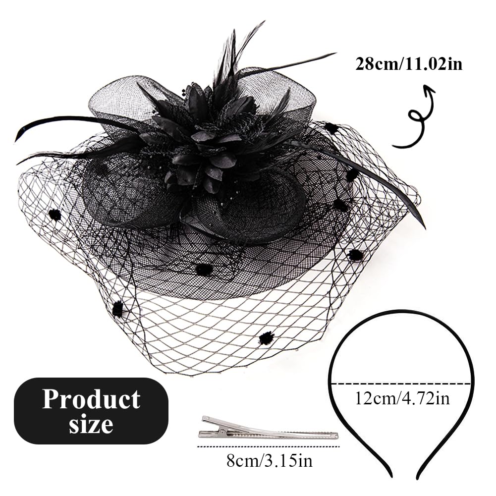 Cappelli da donna Fascinators Cappello da donna Pillbox Flower Hat per tea party matrimonio chiesa annodato fascia ragazza, Grigio, Taglia unica