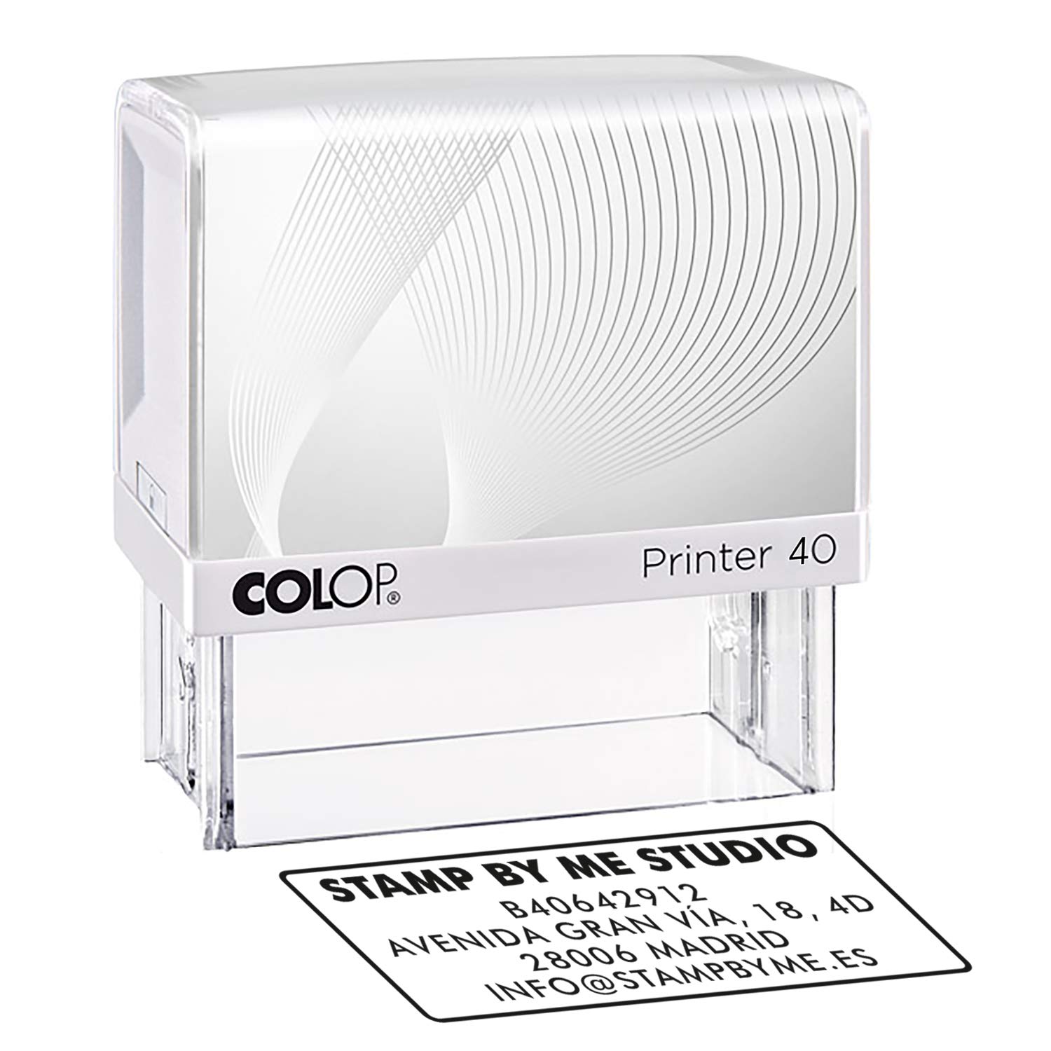 Stamp by Me | Custom Rubber Stamp | Bold Title + 4 Lines of Regular Text + Solid Border | Custom Self-Inking Stamp | Rectangular (47 x 18 mm) โ image 1
