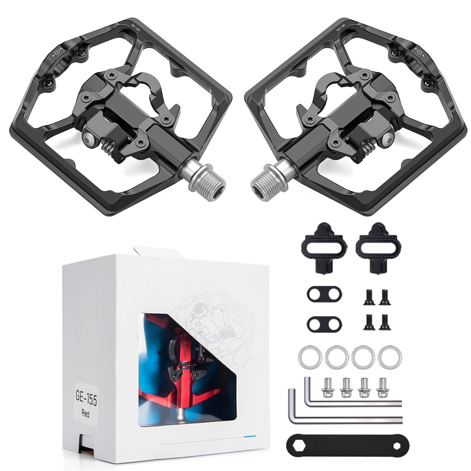 Pedali per Mountain Bike, Pedali Senza Clip e Pedali Piatti per Bicicletta a Doppia Funzione, Pedali con Piattaforma da 9/16 Pollici Compatibili con SPD per Strada e Montagna(Black)