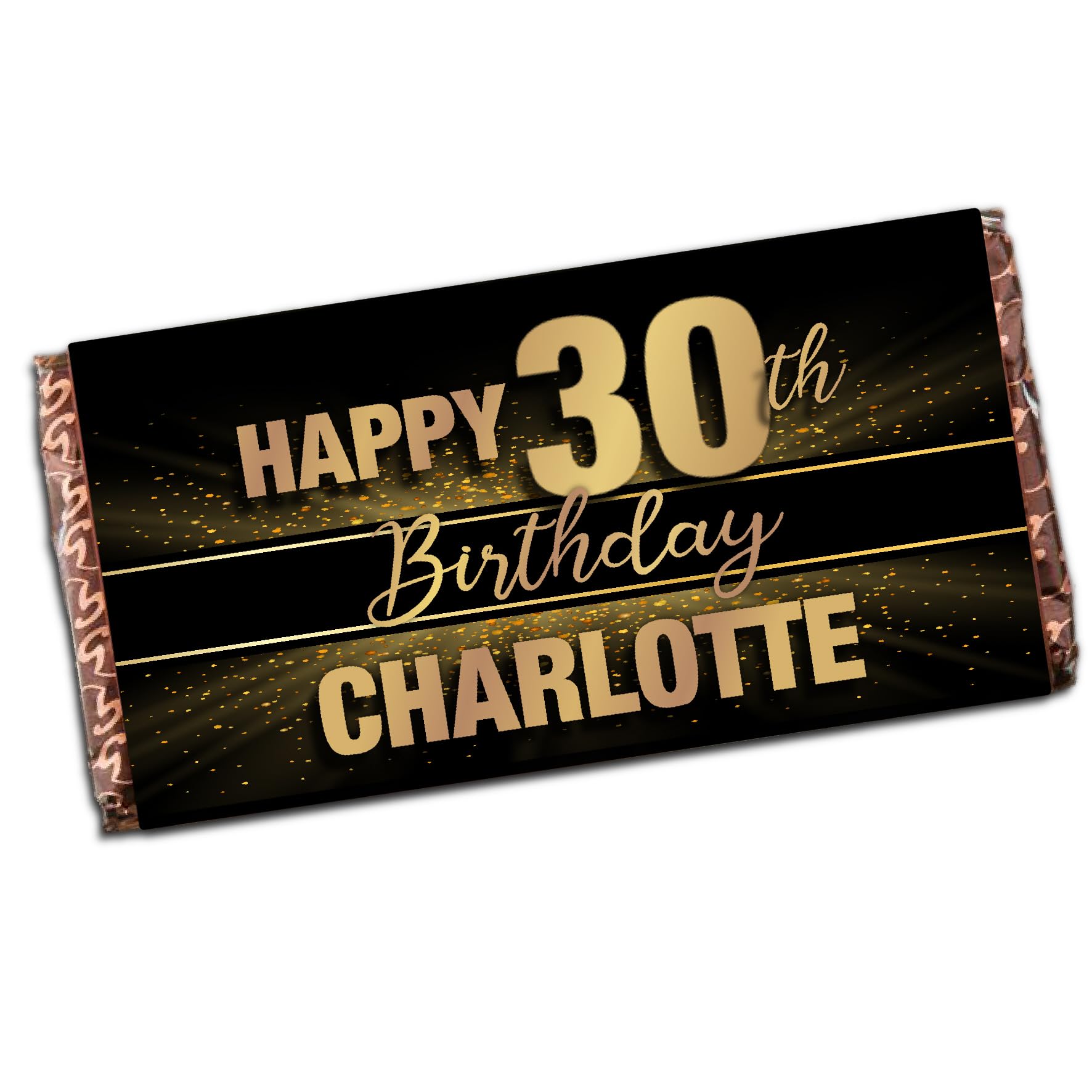 Personalised Happy Birthday Chocolate Bar N151 Any Age 16th 18th 21st 30th 40th 50th 60th 70th 80th Black & Gold