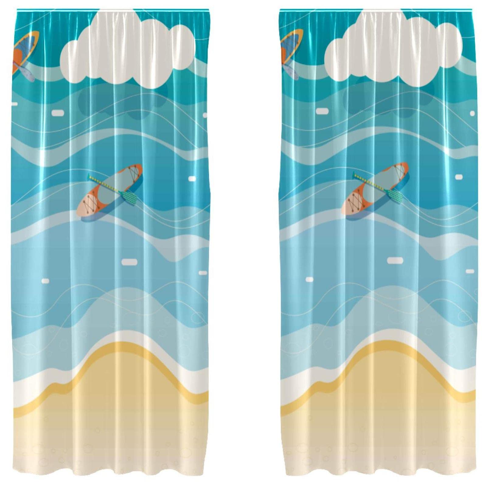 Cortinas de playa para salón que transforman tu casa en un refugio costero de 140x213cm