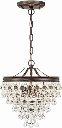 Crystorama Calypso 3 Light Crystal Teardrop Vibrant Bronze Mini Chandelier