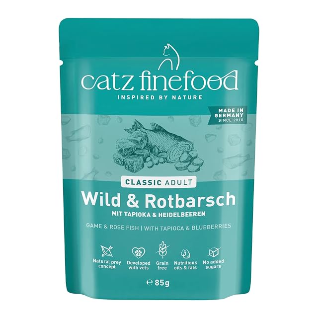 catz finefood N° 21 Salvaje y gallineta nórdica Comida para Gatos húmeda, refinada con Patatas y arándanos