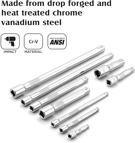 Miniatura 3 de MIXPOWER Juego de 9 barras de extensión de 14", 38" y 12", CR-V, acabado espejo