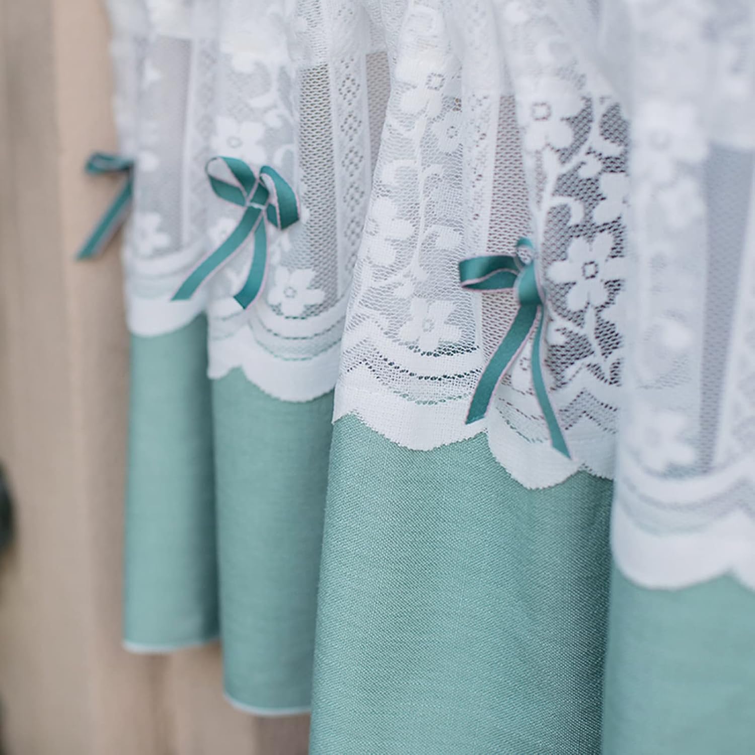 Country Style Kitchen Curtains Tier Curtains Splicing Cotton Linen Curtain,Modern Lace Bistro Curtains Valance,Cafe Curtain,Kitchen/Bedroom Short Curtain Semi-Darkening Curtains