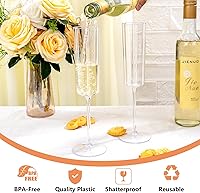 Vista 3 de YOUBET Paquete de 36 flautas de champán transparentes de plástico - 6 oz Copas de champán de plástico con flores onduladas - Flautas desechables