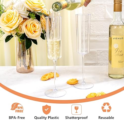 Miniatura 3 de YOUBET Paquete de 36 copas de champán transparentes de plástico, copas de plástico onduladas de champán de 6 onzas, flautas desechables vintage