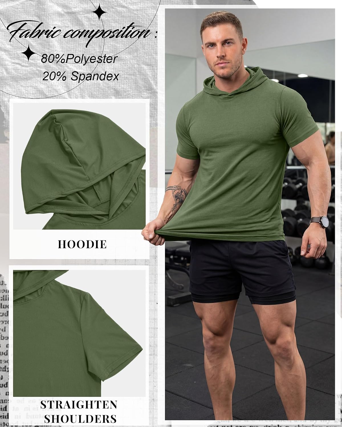 Evervibe 3 Pack Men's Hoodies Short Sleeve Workout Pullover Slim Athletic T Shirts Summer Casual Lightweight Sweatshirts