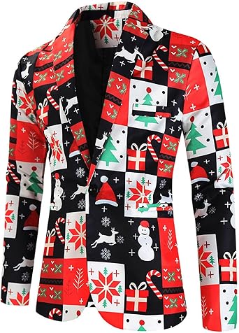 Veste De Noël Blazer De Noël Pour Hommes Veste à Manches Longues