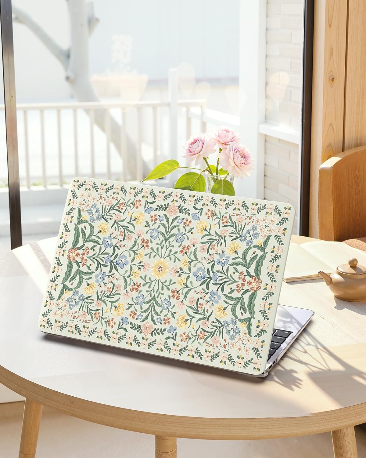 iCasso Compatible with MacBook Air 13 inch Case 2020-2018 Release A2337 M1 A2179 A1932, Slim Anti-Scratch Protective Plastic Hard Shell Case+Keyboard Cover for Mac Air 13.3-Green Floral - Image 8
