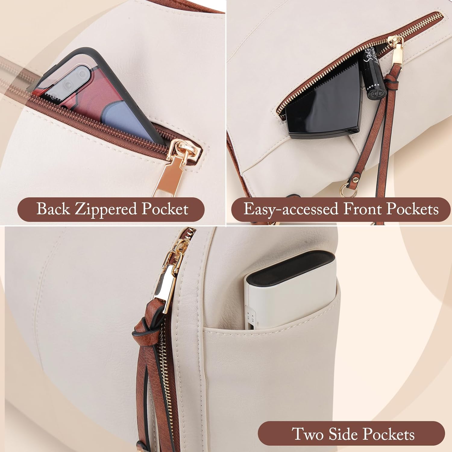 Chase Chic Hobo Bag for Women, PU Ladies Purse Handbags Trendy Crossbody Shoulder Bucket Bag for Work,Travel - Image 4