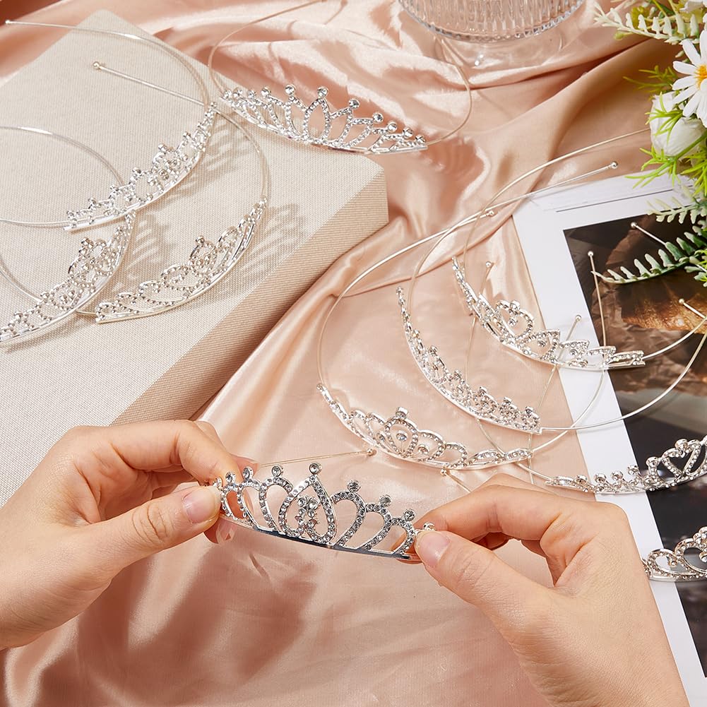 Lot de 12 diadèmes de princesse en cristal - 12 styles - Argenté - Paillettes scintillantes - Pour mariage, anniversaire, bal de fin d'année, mariage