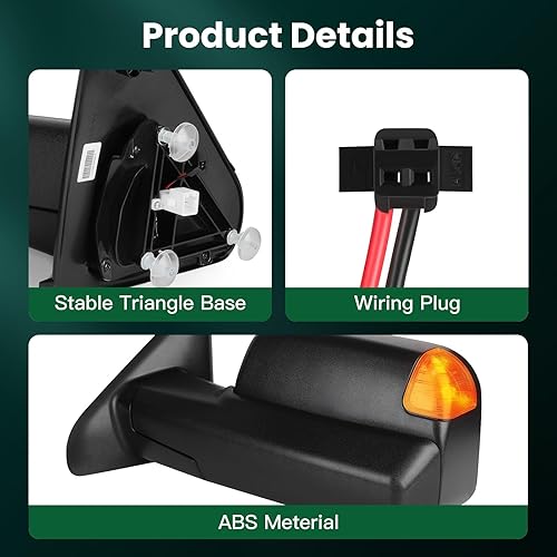 Miniatura 5 de SCITOO Espejo de remolque izquierdo y derecho, compatible con espejos de remolque 2002-2008 para Dodge para Ram 1500 2003-2009 para Ram 2500 3500